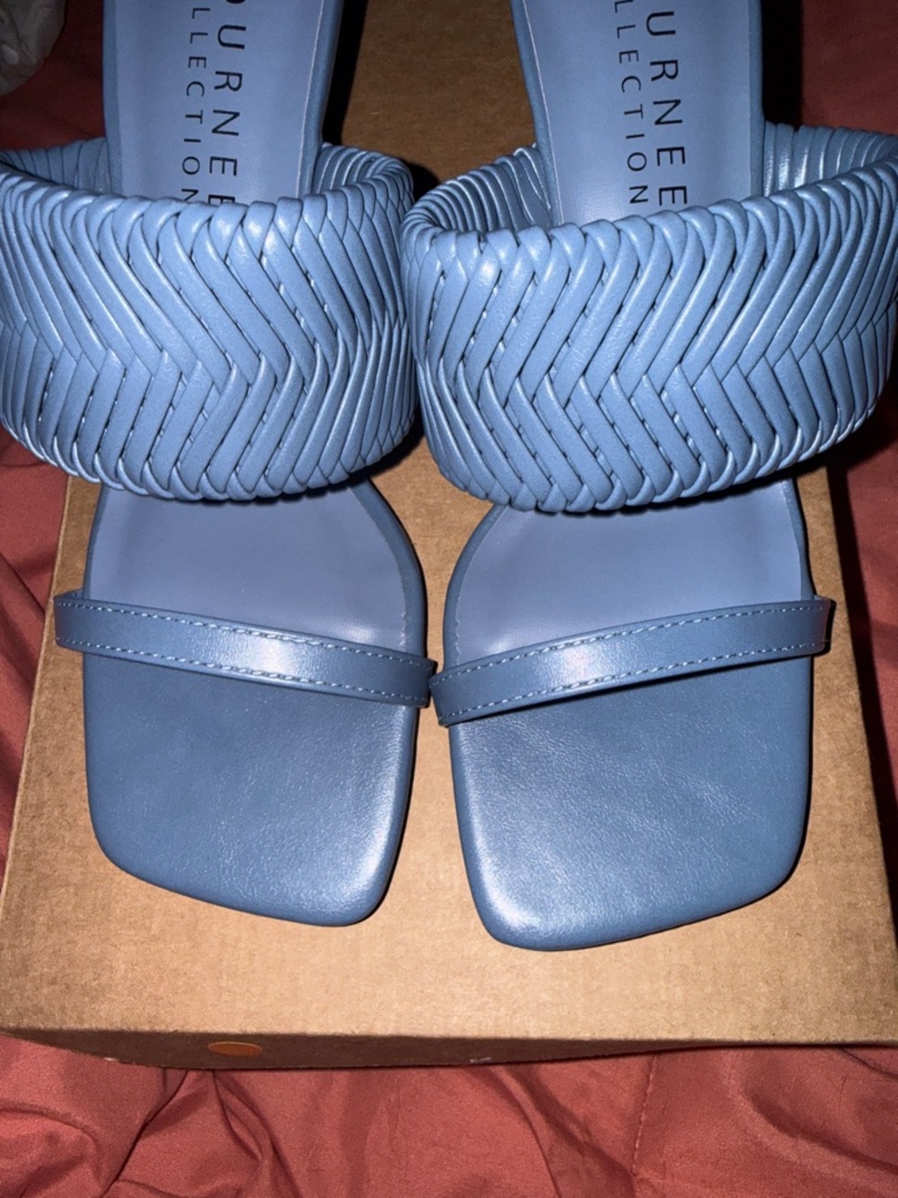Journee Collection Monyka Braided Double-Strap Slide Sandals - Dusty Blue - Picture 9 of 9
